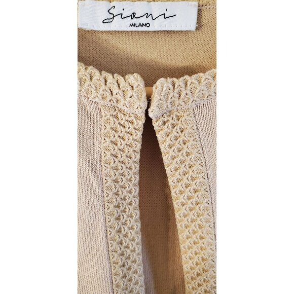 Elegant Sioni Milano Beige Cardigan With Lace Floral Sleeves Cottagecore Preppy - Picture 4 of 5